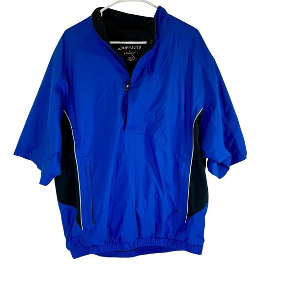 Dryjoys Foot Joy Mens Lg. Blue Jacket  1/2 Zip Pullover Golf Jacket Short Sleeve - Picture 1 of 13